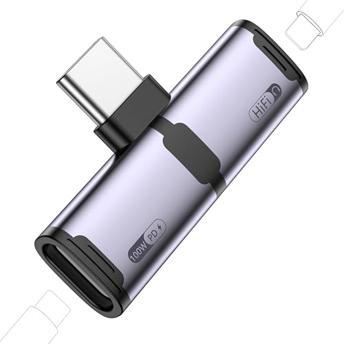 Adaptateur casque USB C double port pour charger à 100W et jouer sans latence sur téléphone