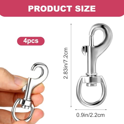JIEYAO Karabinerhaken mit Drehgelenk, 4 Stück 72mm Edelstahl Karabiner Hundeleine für Flaggenmast Clips Hundeleinen Schnellverschluss Schlüssel