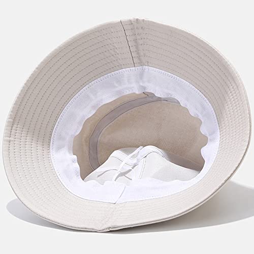 XYIYI Little Dinosaur Beige Embroidery Bucket Hat Cotton Beach Fisherman Hats for Women Girls - Thumbnail 4
