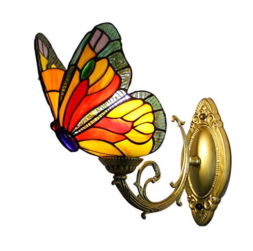 Image of Tiffany Style Butterfly Wall Lamps & Sconces, Vintage Stained Glass Wall Light Fixtures, 1 Lights, 2 Lights, 3 Lights, Retro Bathroom Mirror Light for Bedroom Living Room Hallway Night Light,26
