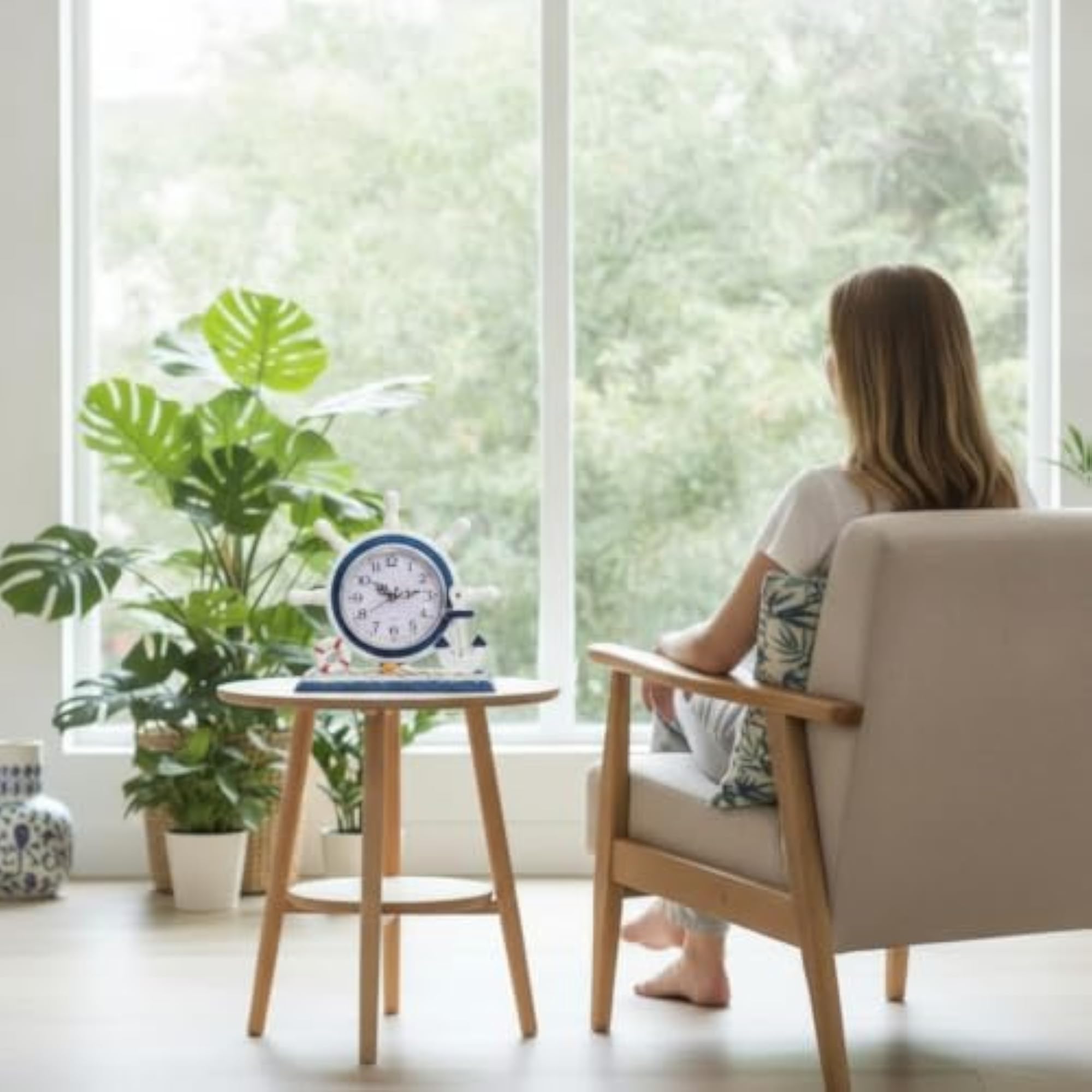 Nautical Ship Wheel Clock, Coastal Design