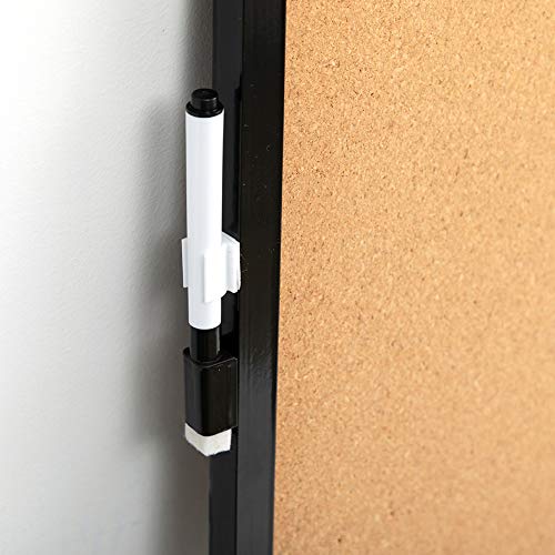 DOEWORKS 60 x 40cm Kombitafel Magnetisches Whiteboard & Kork Pinnwand, Hängendes Magnettafel und Korktafel mit Schwarzem Holzrahmen