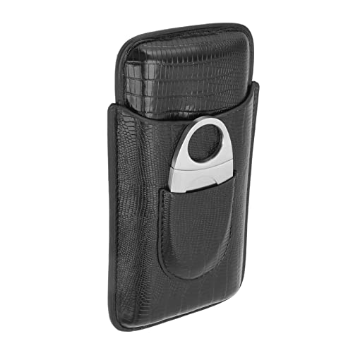 Estuche para puros de cuero evita daños en viaje con forro de cedro y cortador 2