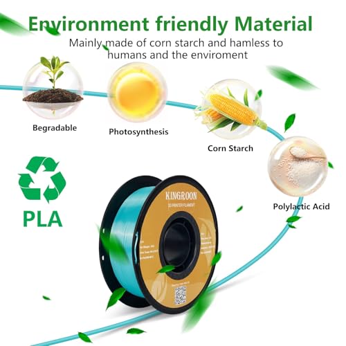 Image of Kingroon Silk PLA Bundle 3D Printer Filament, Dimensional Accuracy + /- 0.03 mm, 10 kg Spool(22lbs), PLA Shiny Filament 1.75 mm（2Gold+Orange+Green+Red+Yellow+Blue+Purple+Silver+Copper, Silk PLA