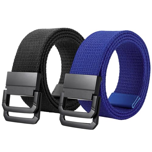 SANSTHS 2 Pack Canvas Belts with Double Ring Buckle