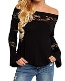 Saison:Tunika Herbst einfarbig Damen TShirt Oberteil mit Spitzenbesatz Lose stil von Yoins.Perfekt für Frühling Sommer und Herbst, angenehm zu tragen.