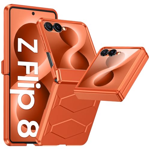 Vizvera for Galaxy Z Flip 8 Case with Hinge Protection Orange