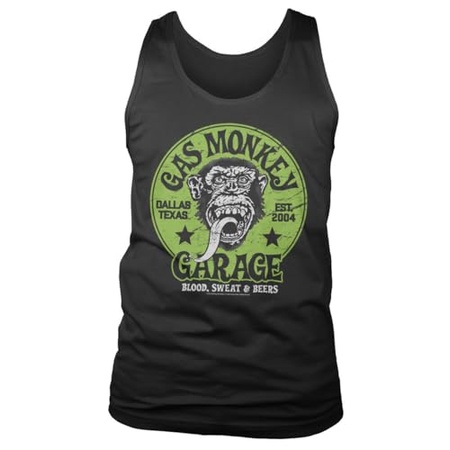 Camiseta sin mangas Gas Monkey Garage de hombre con acabados premium y logo verde