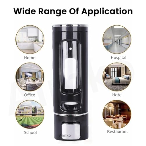 Image of 400 ML Wall Mounted Soap Dispenser | ABS Material with Transparent Liquid Indicator, Ideal Hand Wash Dispenser Bottles | Ideal for Wash Basin or Kitchen Sink | Home | Office (Black)