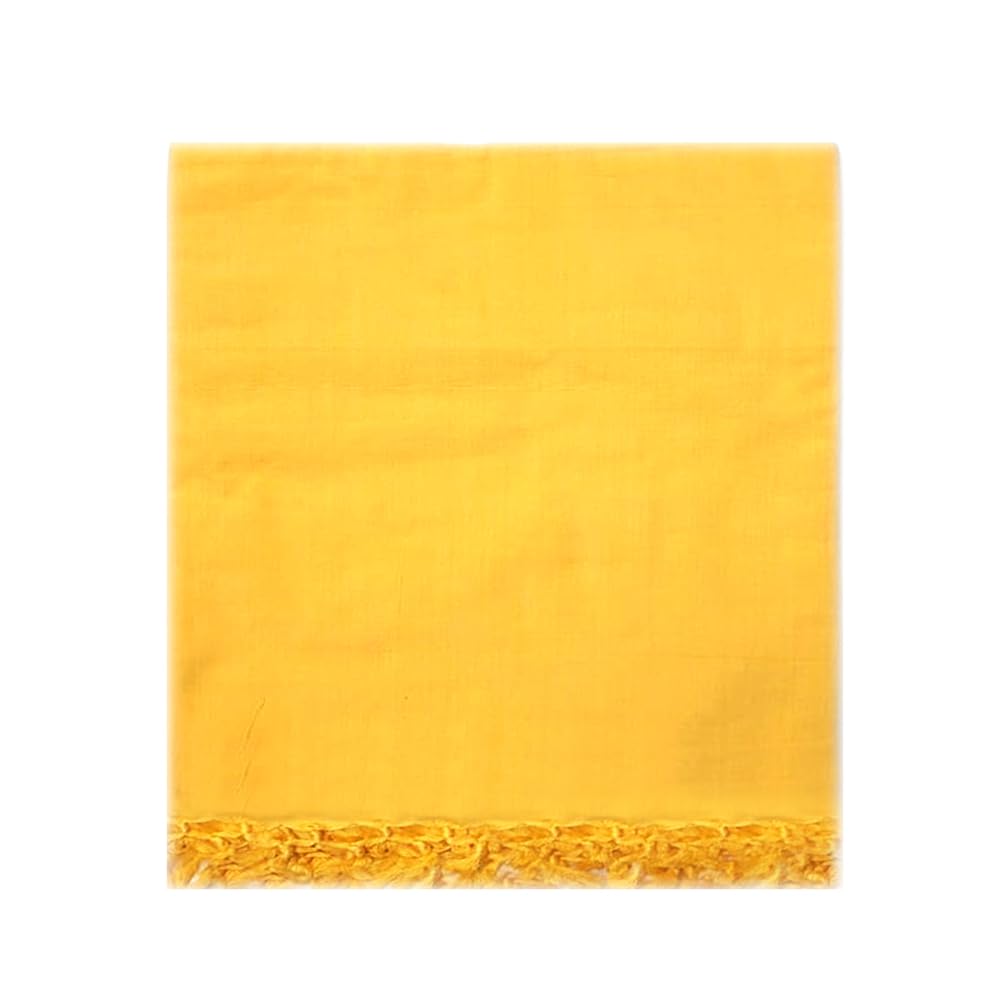 OKTIC Bhagalpuri Chadar Dull Single Size 8 x 4.5 Ft, Cotton Top Sheet for Summer, Original Bhagalpuri Silk City Chadar, Odhne Wali Chadar for Home Travel Uses, Body Covering Bedsheet Yellow-image-49
