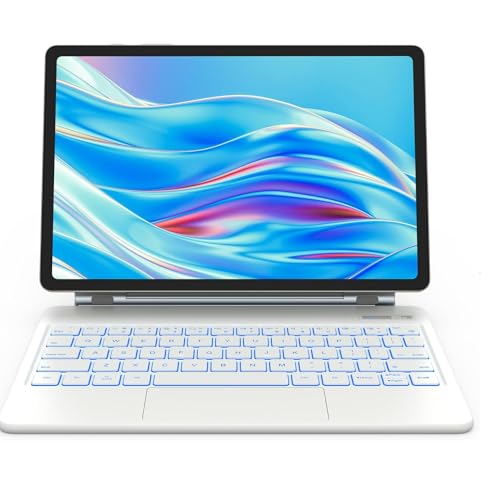 Image of RTSY Magic Style Keyboard case for Samsung Galaxy Tab S11, S10 Lite, S10FE, S9, S9 FE, S8, S7 (11 /10.9 Inch) with 7-Colors Backlit & Precision Trackpad, Floating Cantilever Magnetic Stand (White)