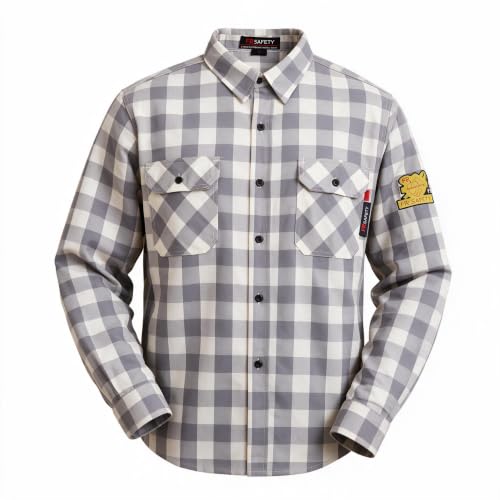 Image of SRsafety Hi Vis FR Shirts for Men,7.0oz Long Sleeve FR Work Shirts,100% Cotton High Visibility Fire Shirt