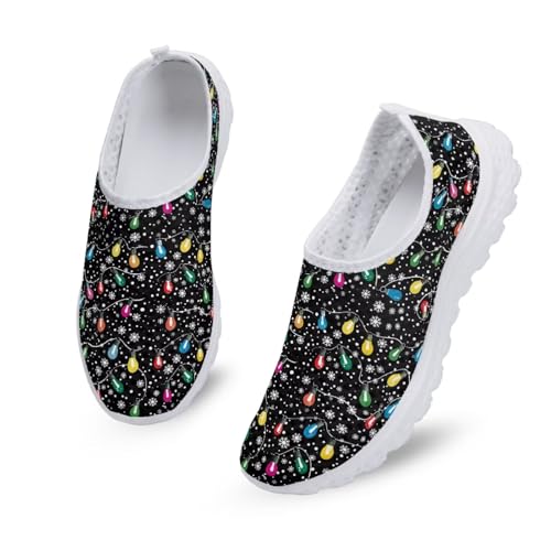 Women Casual Shoes Christmas Printed Breathable Mesh Loafer Slip on Walking Sneaker for Drive Walking3