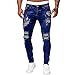 Produktbild Jeans Herren Stretch Skinny Slim Fit Ripped Destroyed Denim Hose Lange Jeanshose Männer Baumwolle Regular Enge Jeans Regular Taper Jeans Vintage Freizeit Basic Washed Original Business Hosen Blau