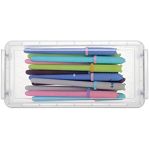oUUoNNo boxes for pencils Watercolor Brush Pens Colored Boxes Office Storage Pencil Box for Kids Container Drawing Tools Plastic Pencil Box(6 Pack)