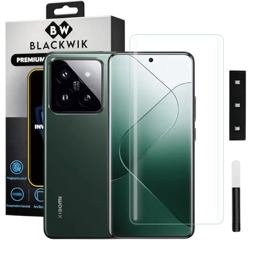 Image of Blackwik Premium Curved UV Tempered Glass For Xiaomi 14 pro Cellphone (Transparent, Pack Of 1) Advanced Border Less Full Screen Coverage UV Screen Protector Guard With Installation Kit