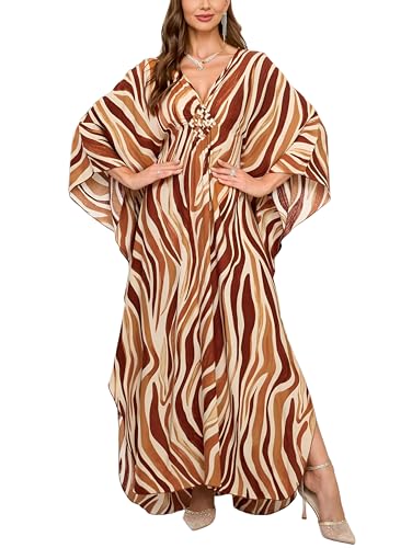 Image of KEYLORTING Plus Size Kaftan Dress Women, African Moo Moo Print Caftan, Batwing Dress, Beach Cover Up for Party and Loungewear