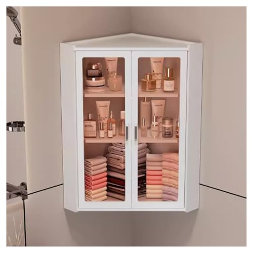 Armadietto da parete con anta, ideale per riporre il bagno sopra il WC, cucina, lavanderia o dormitorio, design trasparente per un'organizzazione salvaspazio