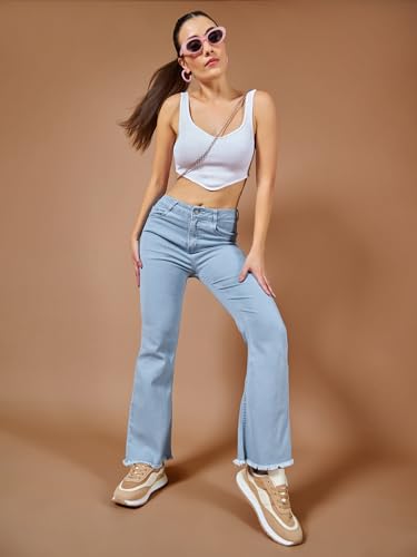 Image of Dolce Crudo Boot Cut High Rise Cropped Jeans for Women