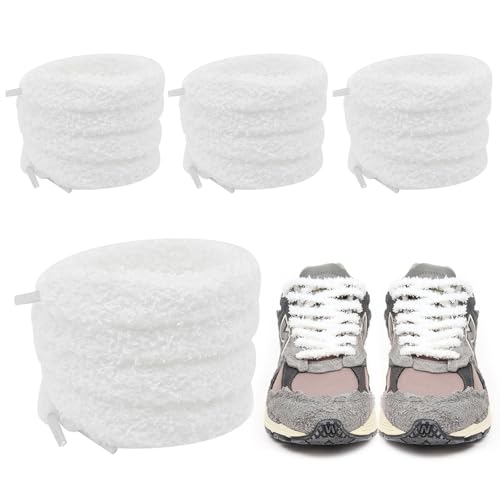 Fiohiros - 2 pares de cordones de felpa de doble capa, 120 cm/140 cm de largo y 1 cm/1,5 cm de ancho. Cordones suaves y duraderos para zapatillas, botas y más