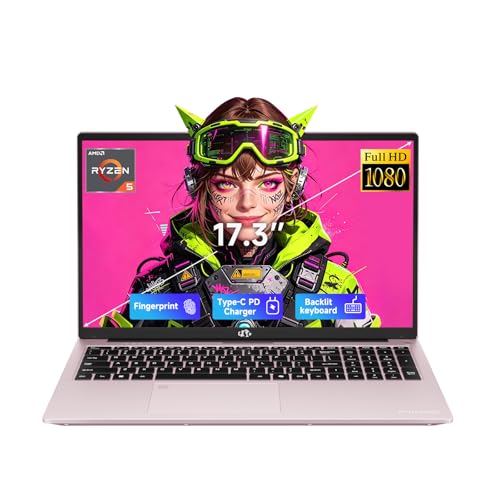 Image of NIMO 17.3 inch FHD Gaming Laptop, 6-Core AMD Ryzen 5 6600H 32GB DDR5 RAM 1TB SSD (Beat R5 7430U up to 4.5GHz) Radeon 660M with 100W Fast PD Backlit Keyboard for Work & Student 2-Yr Warranty