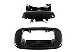 Tailgate Handle & Bezel Textured Black Rear Exterior Replacement for Chevy Silverado GMC Sierra (99 00 01 02 03 04 05 06 07 Classic) - Clips Included - GM1915105 GM1916102 DDBGM3069K