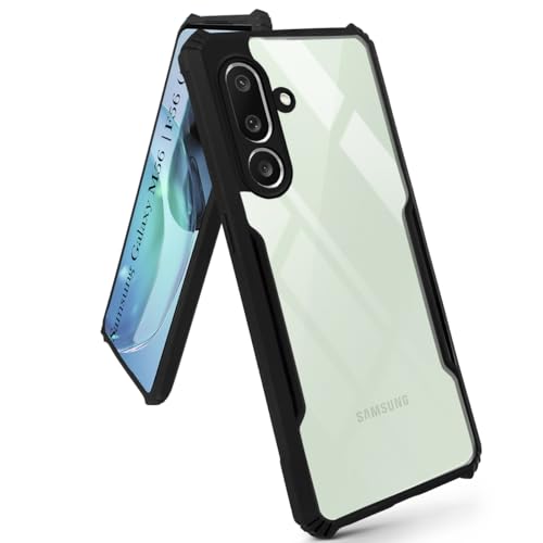 Image of Jkobi Back Cover Case for Samsung Galaxy M56 | Samsung Galaxy F56 (Shockproof with Polycarbonate Clear Panel | Professional Black)