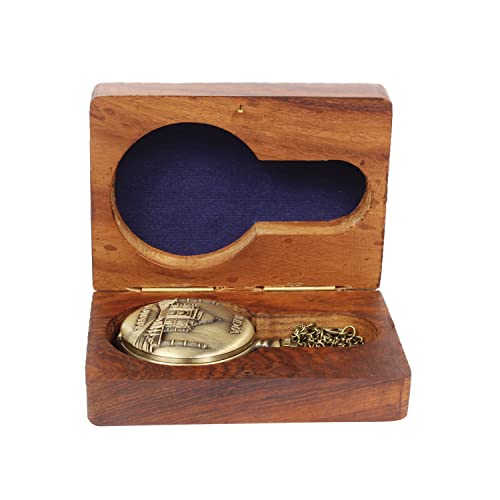 Reloj de bolsillo analógico para trajes tradicionales ARTVARKO con cadena larga de bronce 3