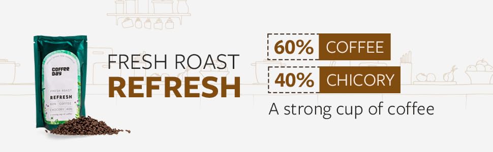 Image of Cafe Coffee Day - Refresh 200 Gms | Filter 60% Coffee & 40% Chicory, Medium To Dark Roast | South Indian Filter | Freshly Roasted Ground - Bag