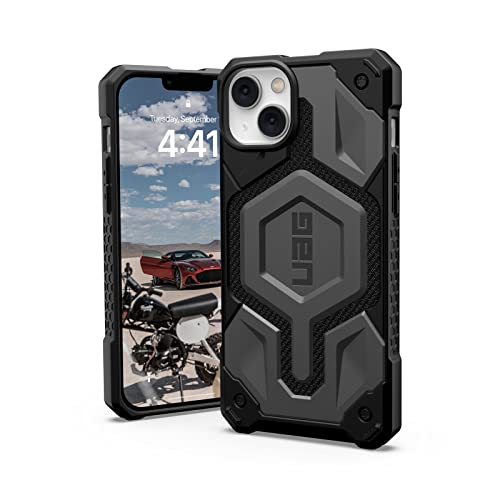Urban Armor Gear UAG-IPH22LA-PMS-KS iPhone 14 Plus (6.7) 2022, Impact Resistant Case, MagSafe Compatible, Monarch Pro, Kevlar Silver