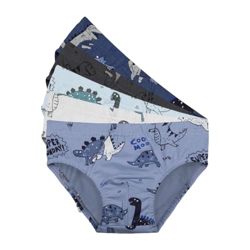 Donella Boys' Cotton Underwear 5 Pack - Soft Stretch Briefs for Boys, Dinosaur Print3