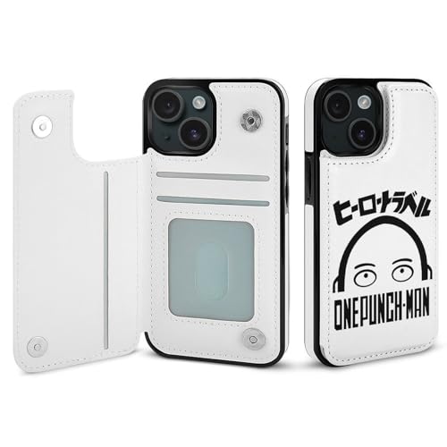 iPhone15用ケース 手帳型 ワンパンマン スマホケース 財布型 アイフォン15用ケース おしゃれ 軽量 背面 携帯カバー カード収納 スタンド機能 PUレザー 耐衝撃
