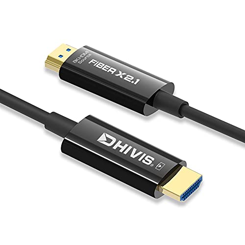 Image of Dhivis Fiber X2.1 HDMI 8K Certified, 15 Meters (Support RTX 3000) 4K@120hz & 8K - HDCP 2.2, 2.3, 48Gbps - HDR 10+ and Dolby Vision (Fiber X2.1 Series) Metal Armored HDMI Cable