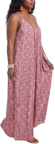 Image of Women's Casual Summer Maxi Dresses Sleeveless Adjustable Spaghetti Strap Loose Plus Size Dresses