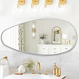 JJUUYOU Espejo de pared irregular para baño con marco de metal, color plateado