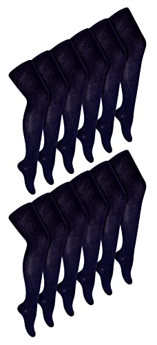 12 Pair Girls Cotton School Tights Kids Plain Opaque Tights