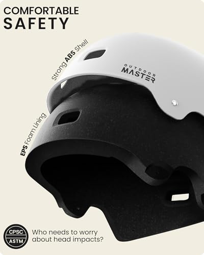 Image of OutdoorMaster Skateboard Cycling Helmet - Two Removable Liners Ventilation Multi-Sport Scooter Roller Skate Inline Skating for Kids, Youth & Adults - XS - White