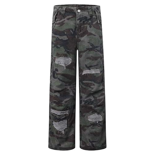XYXIONGMAO Men's Green Camouflage Overalls Casual Techwear Multi-Pocket Loose Cargo Pants Hip Hop Streetwear Sweatpants