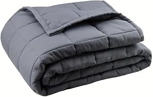 Weighted Blanket 15lb 6.8kg Soft Cooling Weighted Blanket for Adults and Kids, Breathable Comfort Blanket with Premium Glass Beads for Bed Sofa All Season - T/Q/K (Dark Grey, Queen (U.S. Standard))