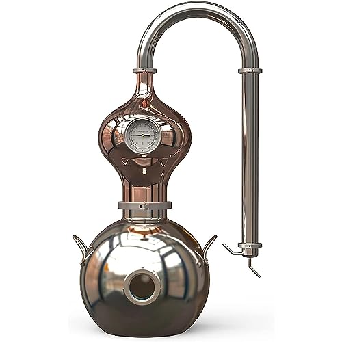 Alambique de cobre para destilar whisky, Moonshine, aceites esenciales, kit de elaboración casera de cobre puro para licores artesanales y extractos aromáticos