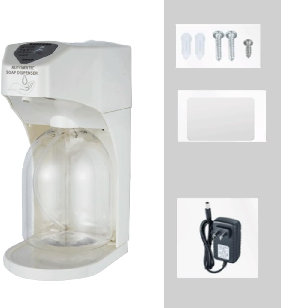 Dispenser Bottle Automatic Lotion Container Plastic Soap Dispenser for Bathroom and Kitchen White 500ml/17.5oz Soap Pump