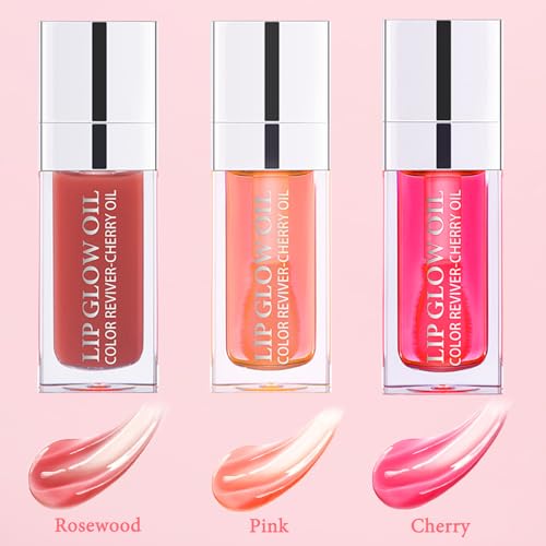 3pcs Lip Glow Oil for Hydrating Long Lasting Lip Plumping Lip Gloss, Lip Oil Set Repairing Dry Lips, Moisturizing Lip Oils, Tinted Lip Oil to Women Girls Gifts - Image 3