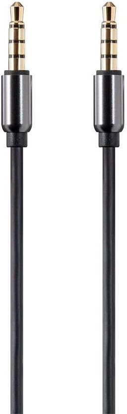 Monoprice Auxiliary Audio Cable - 3.5mm TRRS, Gold Plated, 6 Feet, Black - Onyx Series