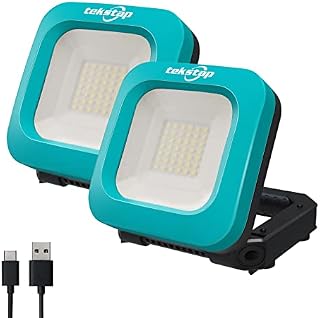 tekstap USB Rechargeable Work Light, Portable Magnetic Handy Bright COB Outdoor Floodlight, 10W Battery Powered Operated LED Worklight for Home/Car Repair
