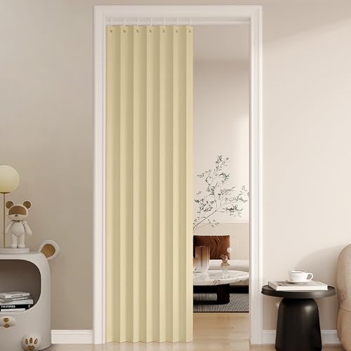 カーテン 遮光カーテン 間仕切り 防音 遮光 断熱 防寒 厚地 無地 スタイリッシュ 省エネ 防水 耐汚 おしゃれ 洗える 洗濯機対応 目隠し 寝室 玄関 キッチン リビング カフェ用 (ブラウン 幅80cm 丈220cm)