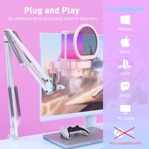 Image of UHURU Gaming USB Microphone for PC: Streaming Computer Mic with Noise Cancellation - Condenser Mic with Controllable RGB for Gaming Streaming