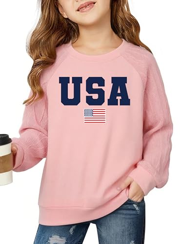 Image of CAZYCHILD Girls 4th of July Shirt Boys USA Tshirt Kids American Flag Sweatshirt Patriotic Pullover Tee Tops