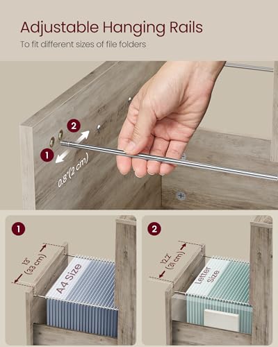 Image of VASAGLE 2-Drawer File Cabinet, Small Rolling Filing Cabinet for Home Office, Printer Stand, for A4, Letter-Size Documents, 15.7 x 16.5 x 27.6 Inches, Heather Greige UOFC040LK02S