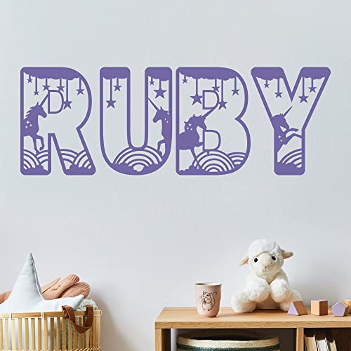 Vinilo decorativo unicornio personalizado para pared miniatura 2