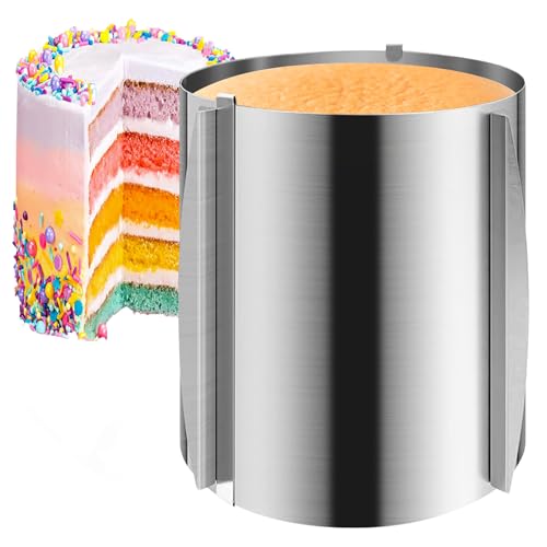 Tårtring justerbar höjd 20 cm, rostfritt stål bakring justerbar bredd 16–30 cm, stabil tårtform, tårtring rund justerbar, kakring rund justerbar, bakram rund för bakning och dekoration
